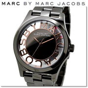 Marc Jacobs Henry Skeleton Black Dial Black Steel Strap Watch for Women - MBM3254