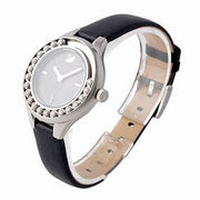 Swarovski Lovely Crystals Mother of Pearl Black Dial Black Leather Strap Watch for Women - 5242898