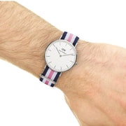Daniel Wellington Classic Southampton White Dial Three Tone Nylon Strap Watch For Women - DW00100050