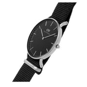 Daniel Wellington Classic Cornwall Quartz Black Dial Black Nylon Strap Watch For Women - DW00100151