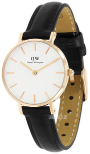 Daniel Wellington Classic Petite Sheffield White Dial Black Leather Strap Watch For Women - DW00100230