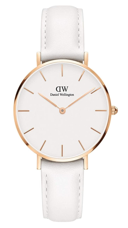Daniel Wellington Petite Bondi White Dial White Leather Strap Watch for Women - DW00100189