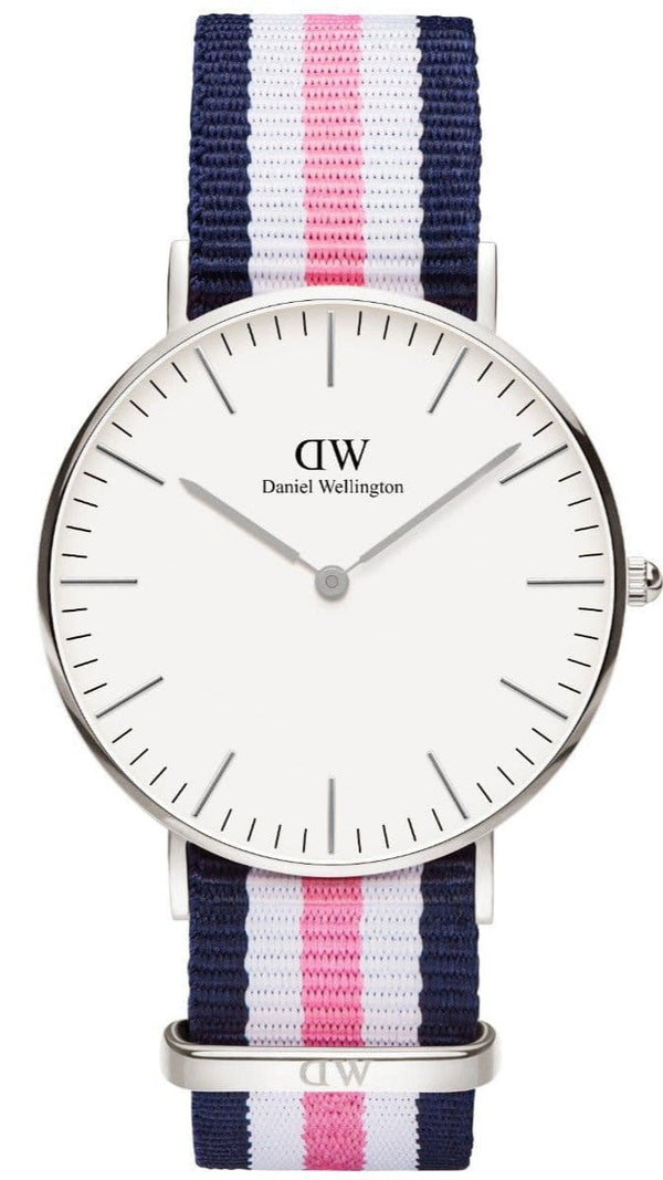 Daniel Wellington Classic Southampton White Dial Three Tone Nylon Strap Watch For Women - DW00100050