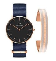 Daniel Wellington Classic Bayswater Black Dial Black NATO Strap Watch For Women - DW00100281