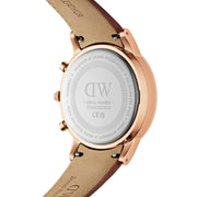 Daniel Wellington Iconic Chronograph Blue Dial Brown Leather Strap Watch For Men - DW00100639