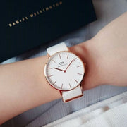 Daniel Wellington Classic Dover White Dial White Nylon Strap Watch For Women - DW00100309