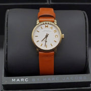 Marc Jacobs Baker White Dial Brown Leather Strap Watch for Women - MBM1317