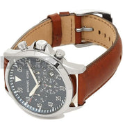 Michael Kors Gage Chronograph Blue Dial Brown Leather Strap Watch For Men - MK8362