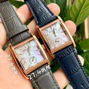 Movado Heritage Mother of Pearl White Dial Black Leather Strap Watch For Women - 3650050