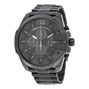 Diesel Mega Chief Chronograph Black Dial Black Steel Strap Watch For Men - DZ4355