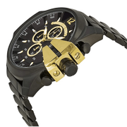 Diesel Mega Chief Chronograph Black Dial Black Steel Strap Watch For Men - DZ4338