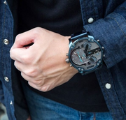 Diesel Daddy 2.0 Chronograph Grey Dial Blue Steel Strap Watch For Men - DZ7414