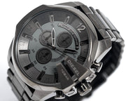 Diesel Mega Chief Chronograph Grey Dial Grey Steel Strap Watch for Men - DZ4282