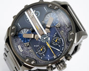 Diesel Big Daddy 2.0 Chronograph Blue Dial Grey Steel Strap Watch For Men - DZ7331