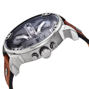 Diesel Mr Daddy Chronograph Grey Dial Brown Leather Strap Watch For Men - DZ7413