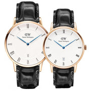 Daniel Wellington Dapper Reading White Dial Black Leather Strap Watch For Men - DW00100107