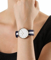 Daniel Wellington Classic Glasgow White Dial Two Tone NATO Strap Watch For Women - DW00100031