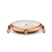 Daniel Wellington Classic Petite Reading White Dial Black Leather Strap Watch For Women - DW00100229