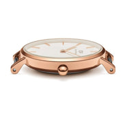 Daniel Wellington Classic Petite York White Dial Brown Leather Strap Watch For Women - DW00100232