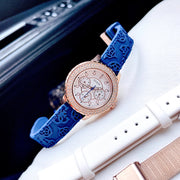 Guess Crown Jewel Diamonds White Dial Blue Rubber Strap Watch for Women - GW0411L2
