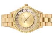 Marc Jacobs Henry Transparent Gold Dial Gold Steel Strap Watch for Women - MBM3338