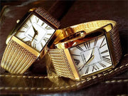 Emporio Armani Super Slim Quartz White DIal Gold Mesh Bracelet Watch For Women - AR2017