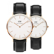 Daniel Wellington Classic Sheffield White Dial Black Leather Strap Watch For Men - DW00100007
