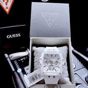 Guess Phoenix Multifunction White Dial White Rubber Strap Watch for Men - GW0203G2
