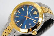 Versace Hellenyium Quartz Blue Dial Two Tone Steel Strap Watch For Men - VEVK00520