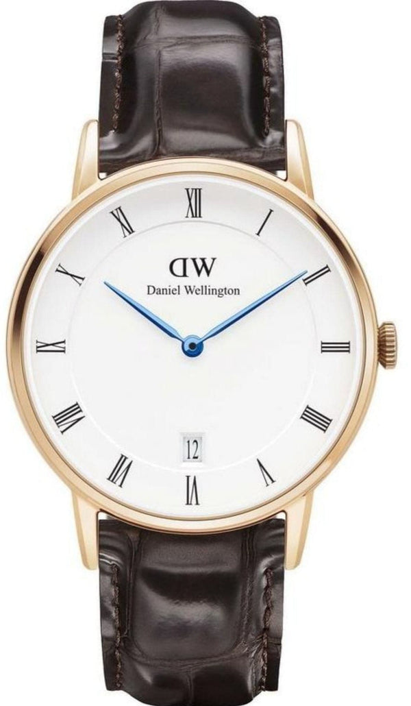 Daniel Wellington Dapper York White Dial Brown Leather Strap Watch For Women - DW00100093