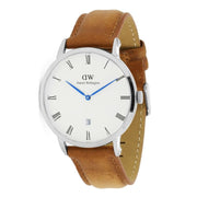 Daniel Wellington Dapper Durham White Dial Brown Leather Strap Watch For Men - DW00100116