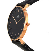 Daniel Wellington Classic Sheffield Black Dial Black Leather Strap Watch For Women - DW00100139