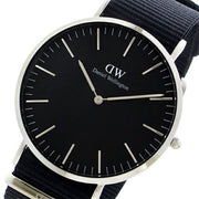 Daniel Wellington Classic Cornwall Black Dial Black Nylon Strap Watch For Women - DW00100149
