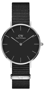 Daniel Wellington Classic Petite Cornwall Black Dial Black NATO Strap Watch For Women - DW00100216