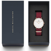 Daniel Wellington Classic Roselyn White Dial Red NATO Strap Watch For Women - DW00100271
