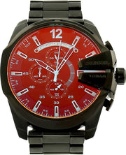 Diesel Mega Chief Chronograph Black Dial Black Steel Strap Watch For Men - DZ4318