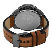 Diesel Mega Chief Chronograph Grey Dial Brown Leather Strap Watch For Men - DZ4463