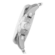 Diesel Mega Chief Chronograph White Dial Silver Steel Strap Watch For Men - DZ4477