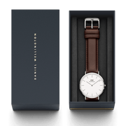 Daniel Wellington Classic Bristol White Dial Brown Leather Strap Watch For Women - DW00100056