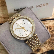 Michael Kors Darci White Dial Gold Steel Strap Watch for Women - MK3727