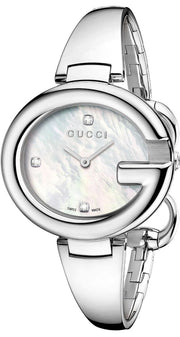Gucci Guccissima Diamonds Mother of Pearl Dial Silver Steel Strap Watch For Women - YA134303