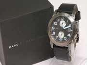 Marc Jacobs Larry Chronograph Black Dial Black Leather Strap Watch for Men - MBM5054