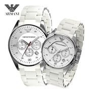 Emporio Armani Sport Chronograph White Dial White Silicone Strap Watch For Men - AR5859