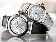 Bvlgari LVCEA Diamonds Silver Mother of Pearl Dial Silver Leather Strap Watch for Women - LVCEA103367