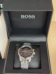 Hugo Boss Jet Chronograph Black Dial Silver Steel Strap Watch for Men - 1513383