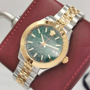 Versace Hellenium Green Dial Two Tone Steel Strap Watch for Men - VEVK00620