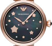 Emporio Armani Arianna Black Dial Rose Gold Stainless Steel Watch For Women - AR11197