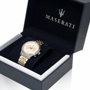 Maserati Legend Chronograph Ivory White Dial Two Tone Steel Strap Watch For Men - R8873638002
