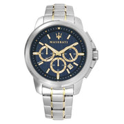 Maserati Successo Chronograph Quartz Blue Dial Silver Steel Strap Watch For Men - R8873621016