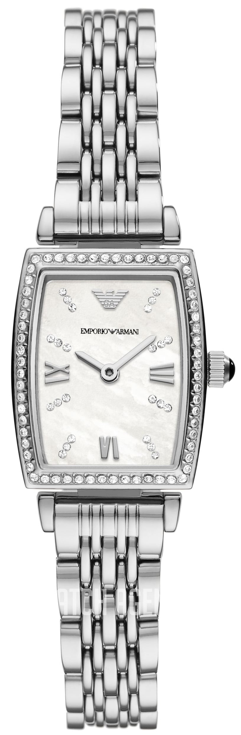 Emporio Armani Gianni T-Bar Quartz White Dial Silver Steel Strap Watch For Women - AR11405